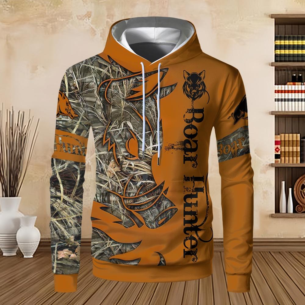 

Sudaderas para hombres caza de jabalí naranja Camo 3D Prin Unisex Harajuku canguro bolsillo Casual calle sudadera pulóver sudaderas con capucha 6XL
