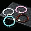 Natural Stone Bead With White Turquoise Cross Bracelets Women Men Classic Stretch Bangles Reiki Elastic Bracelet Gift