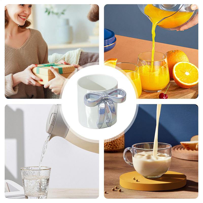 Ceramic Coffee Cup 12oz Elegant Bow Tumbler With Ergonomic Grip Multipurpose Drinkware For Latte Hot Cocoa Beverage Water Orange