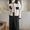 Casual imitation woolen jacket women's autumn clothing new small single-breasted baseball jersey knitted cardigan
