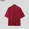 INCERUN Summer Two Pieces  Men V Neck Texture Short Sleeve Tops and Shorts Clothing Sets