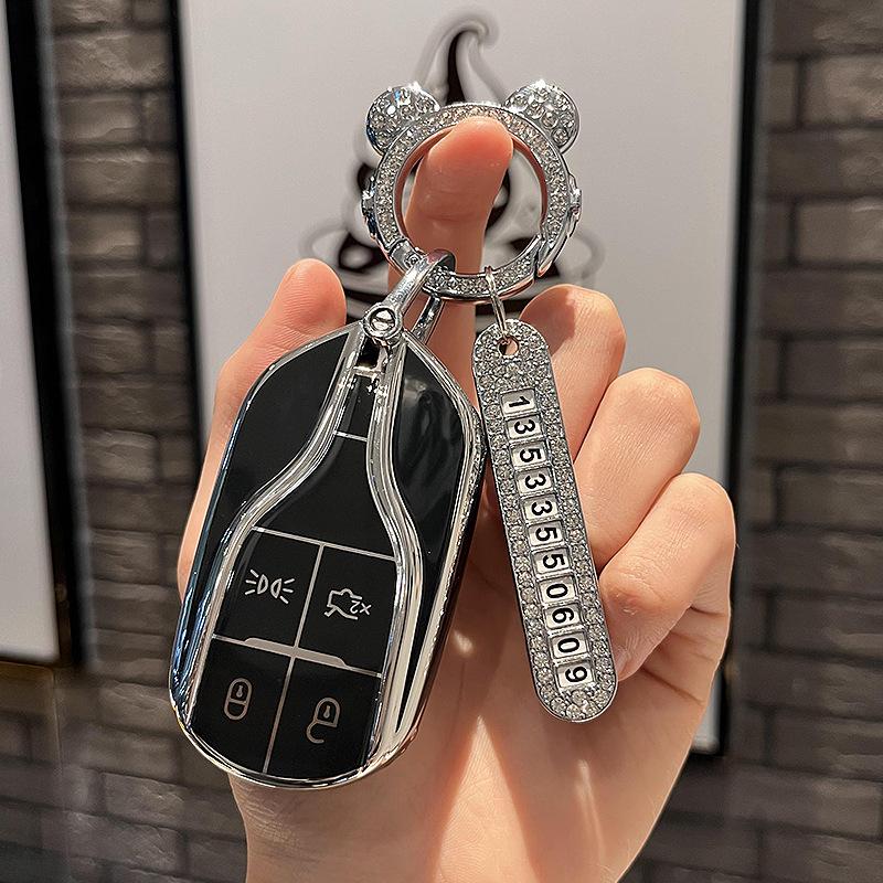 Applicable To Maserati Key Cover Levante Car Ghibolilevante President High-End Protective Key Case and Keychain Bags