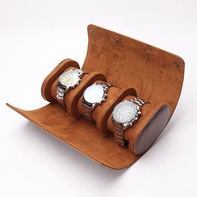 Protable Craftsmen Removable Organizer Display - Recycled Leather Watch Case for Men and Women - 3-Piece Watch Storage with Solid Dividers for Home St