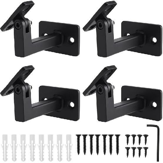 Swivel Handrail Brackets Heavy Duty Adjustable Square Hand Rail Brackets for Staircase Stair, Pack of 4