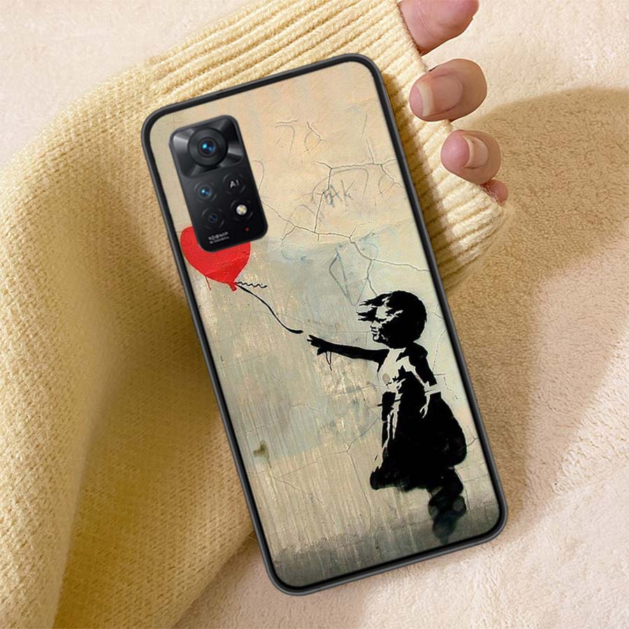 Street Art Banksy Graffiti Phone Case For Redmi 13C 14C Note 14 13 Pro Plus 5G Clear Capa 12 12C 10A 10C 10 9A 9C 9T 9 8 Pro Cov