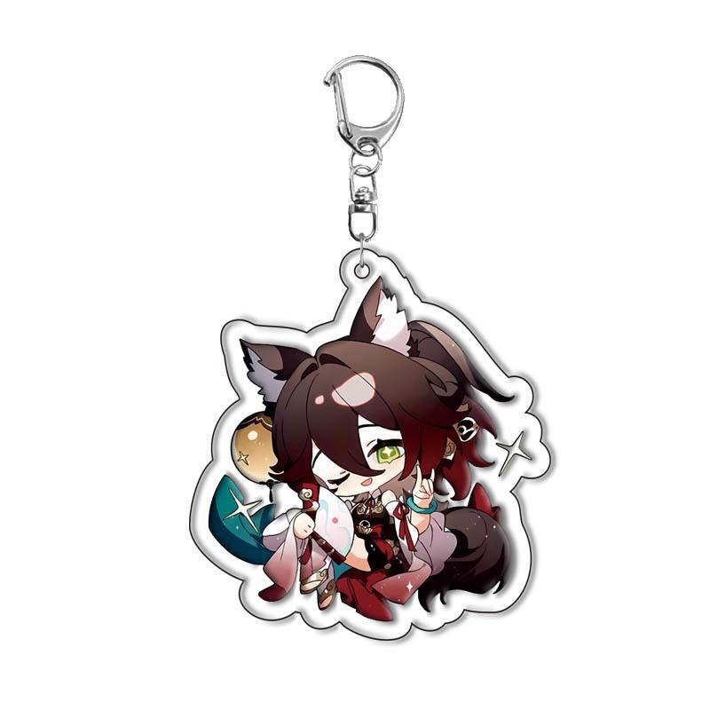 6CM Honkai Star Rail Anime Game Keychain Double-sided Cartoon Figure Lunae Blade Key Ring for Women Car Bag Phone Pendant Gifts
