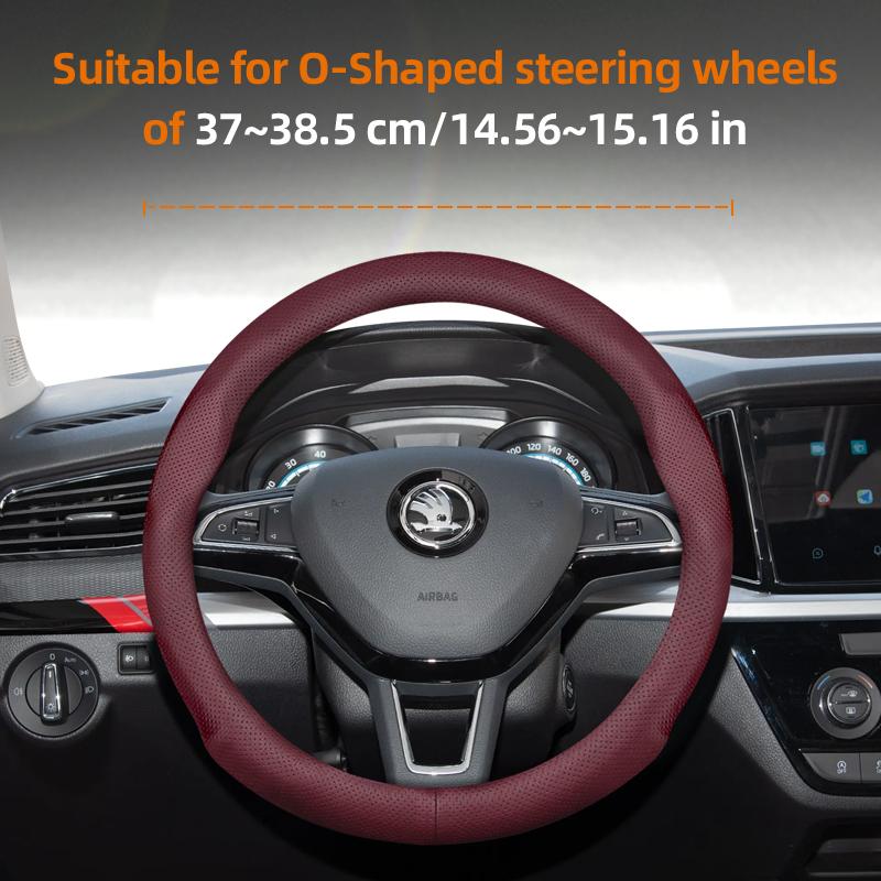 KTDJ9 Suitable for Skoda Ultra-Thin Breathable Leather Steering Wheel Cover Suitable for Octavia 2 3 A7 1 Superb Roomster A5
