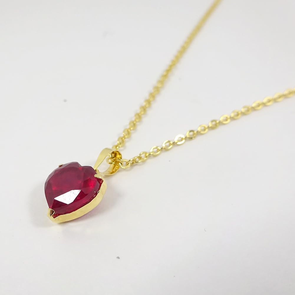 And My Jewelry 18K Gold Ruby Pendant Top with a Heart Approximately Extra Large July Birthstone [Your Box] Ruby, 8.0mm (Approx. 2.5ct), Stone,