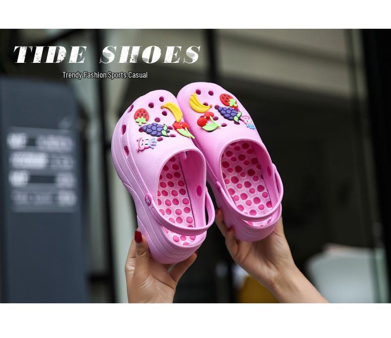 Women's Summer Garden Clog Shoes: Height-Boosting, Thick Sole, Closed-Toe Beach Sandals for Outdoor Wear