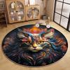 Cat Theme Round Carpet Fantasy Texture Starry Background Floor Mat Modern Creative Interior Home Decor Rug for Living Room