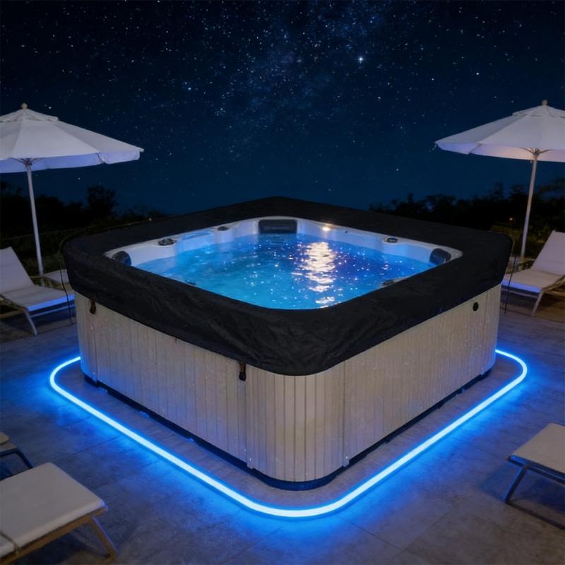 Mprehensive Protective Square Cover for Outdoor Hot Tub Shielding from Rain Sun Leaves and Animals In Conditions
