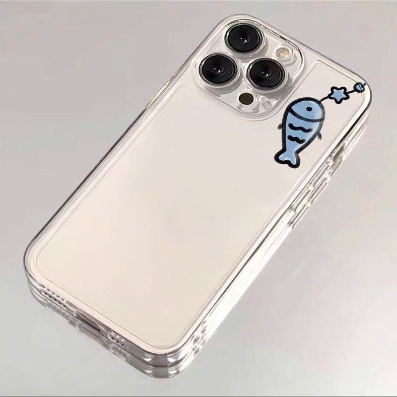 

Чехол для телефона для пары Синяя рыба Розовая рыбья кость для iPhone 16 15 11 12 14 13 Pro Max Mini XS XSM XR 7 8 Plus SE4 16e Милый чехол Fundas iPhone 14