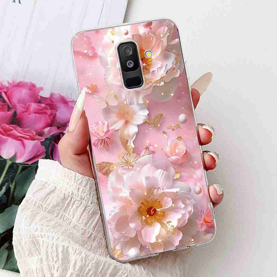 For Samsung Galaxy A6+ 2018 6.0" Case SM-A605FN Cartoon Cat Soft Silicone Cover For Samsung A6+ A6 Plus 2018 New Flower Bumper