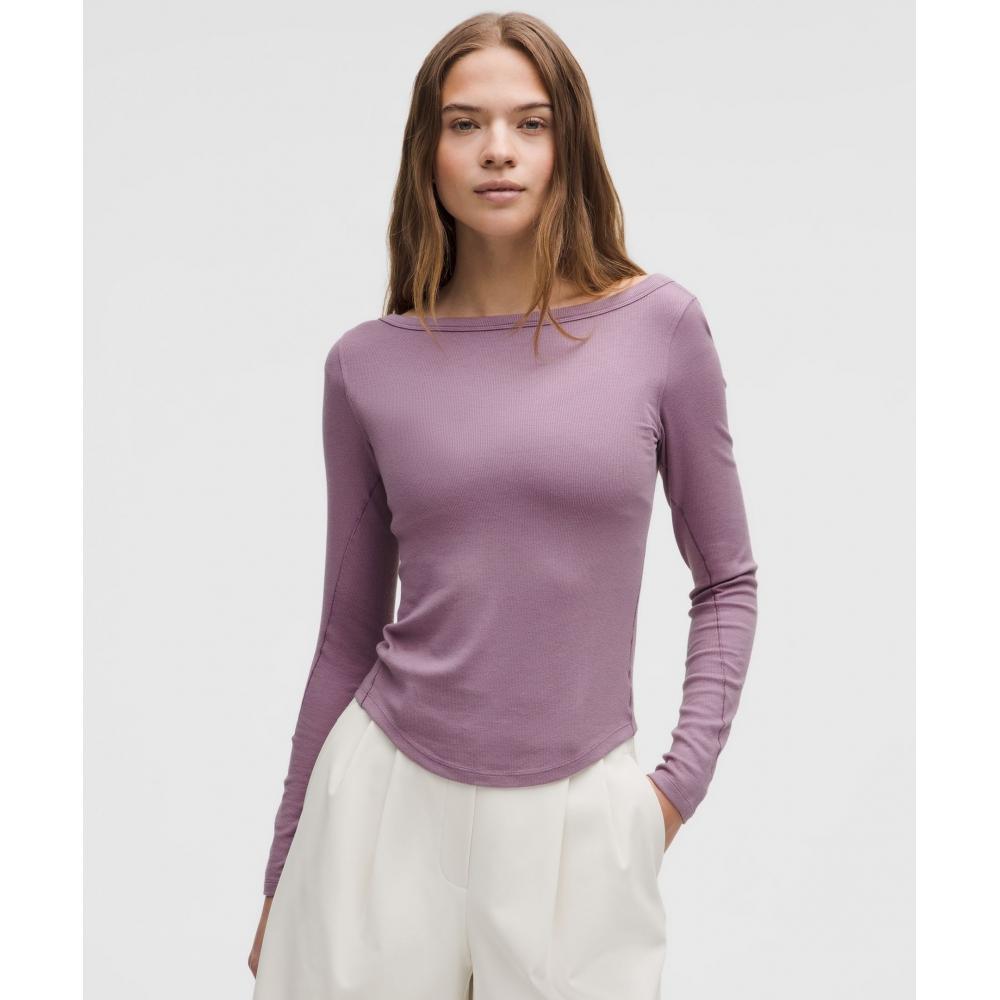 

Lululemon Hold Tight Boatneck Long Sleeve Shirt Lavender Lux 8
