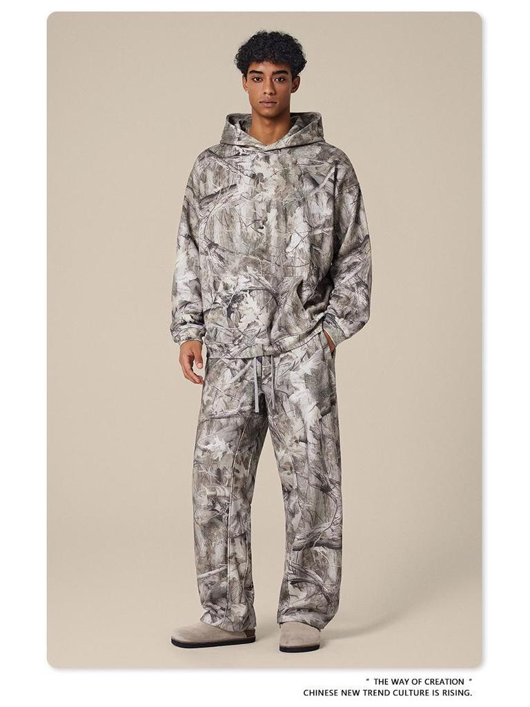Men's Autumn 2025 Y2K Camouflage Hoodie - American Trendy Desert Tree Branch Design