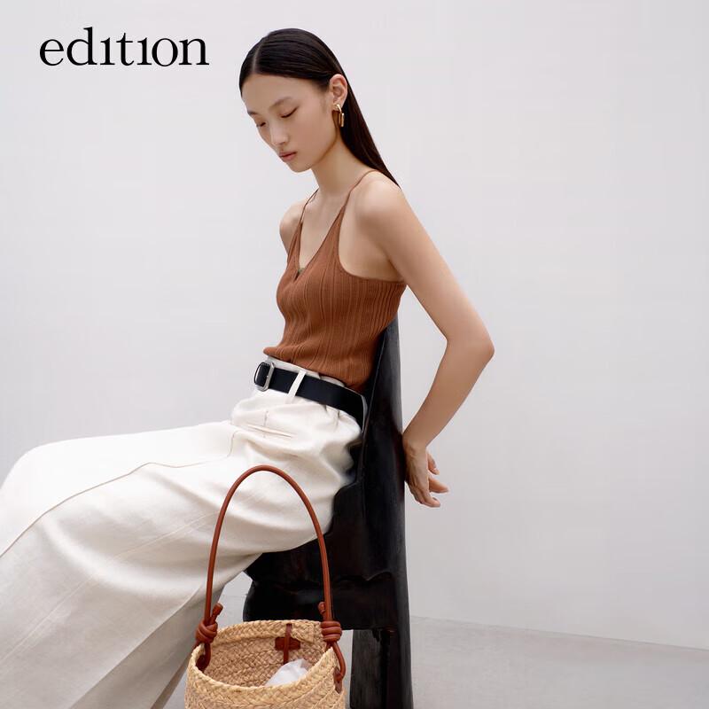 Edition Women s Knit Hollow-Out Camisole Top with Jade Beads M 165