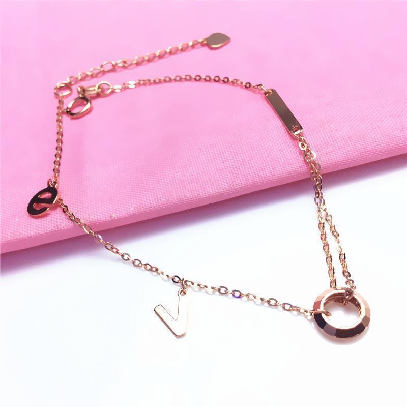 Purple Gold Letter Love Love Interpretation Simple Temperament Rose Gold Plated Gold Bracelet