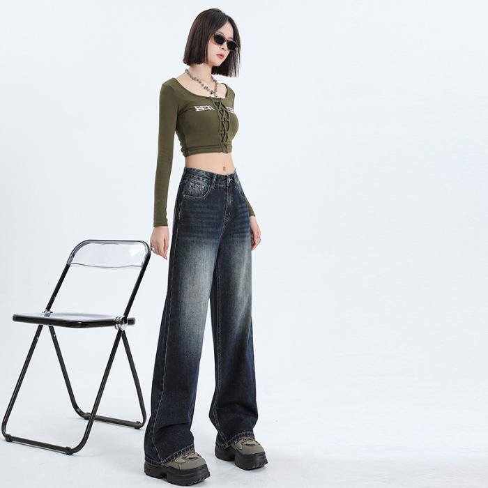 

Широкие брюки в стиле ретро, свободные брюки средней длины с высокой талией, свободные и облегающие классические джинсы на все времена года 2XL