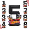 7Pcs Birthday Candles Set,Cake Numeral Candles,Racing Cars Themed Birthday Candles for Cake Candle Checkered Decoration 1
