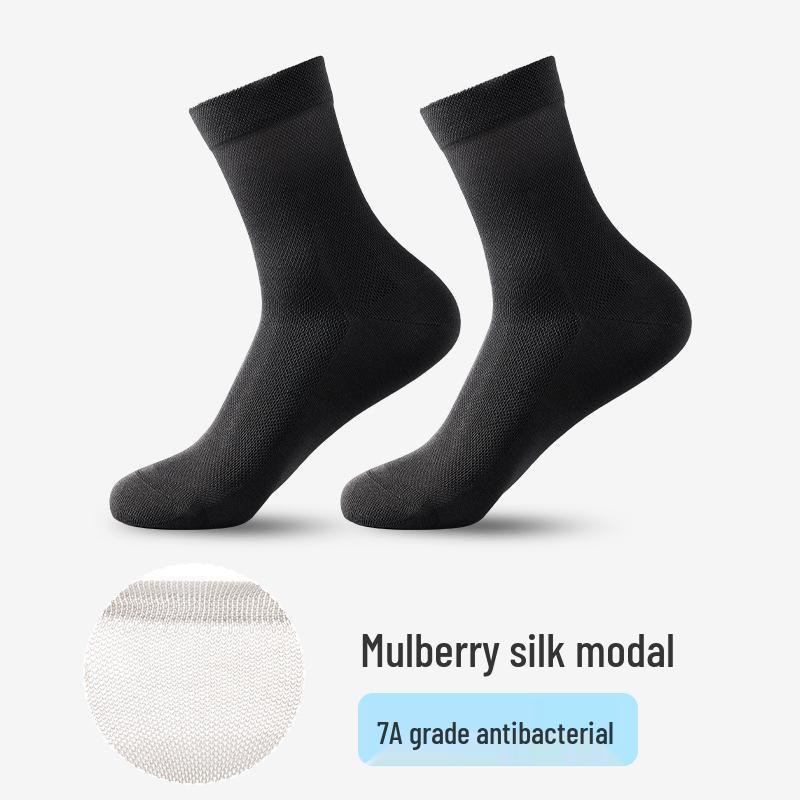 

Мужские длинные носки из модала и шелка тутового дерева черного цвета - Дышащие, Антибактериальные, Летние, для делового стиля 39-45