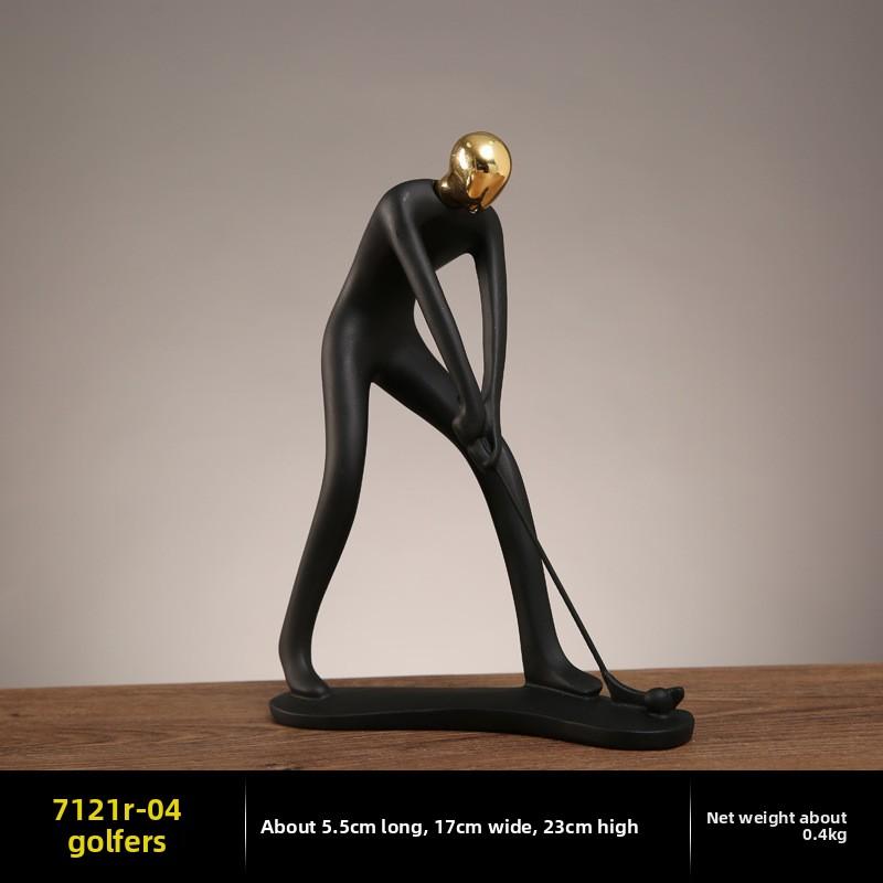 Schwarz Modern Abstrakt Harz Radfahrer Radfahrer Ornamente Statue Athlet Figur Tennis Kunst Büro Zimmer Miniatur Dekoration