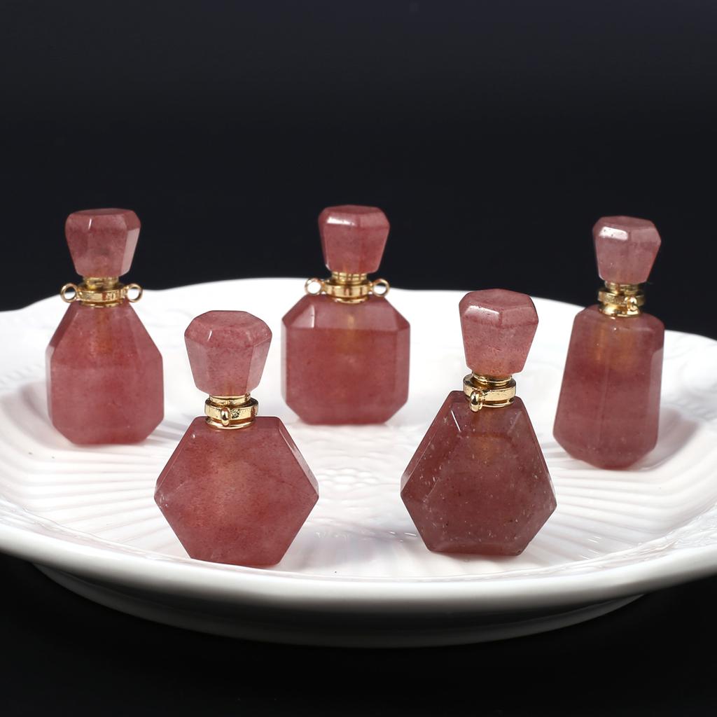 1Pc Boho Reiki Healing Crystal Pendant, Balancing Energy Natural Stone Perfume Bottle Charms for DIY Necklace Hanging Decorative Jewelry Accessories