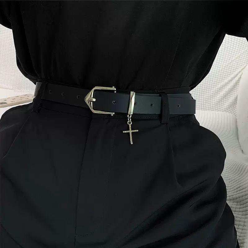 Denim Black Sleek Belt For Fashionforward Young Adults Korean Inspired Simple Accessory Ideal For Looks Casual