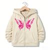 Sudadera con capucha y cremallera de moda para niños, sudaderas casuales divertidas con letras de mariposa, chaquetas para niños y niñas, sudaderas con cremallera, ropa para niños