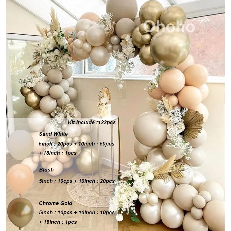 Weiß Beige Ballon Girlande Bogen Set Baby Shower Junge Mädchen Geburtstagsfeier Dekoration Rustikale Hochzeit Verlobung Zubehör Taufe