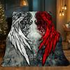 Angel Devil Wings Tattoo Style Blanket Flannel Soft Throw Artistic Design Gothic Aesthetic Home Decor Gift for Fashion Lovers