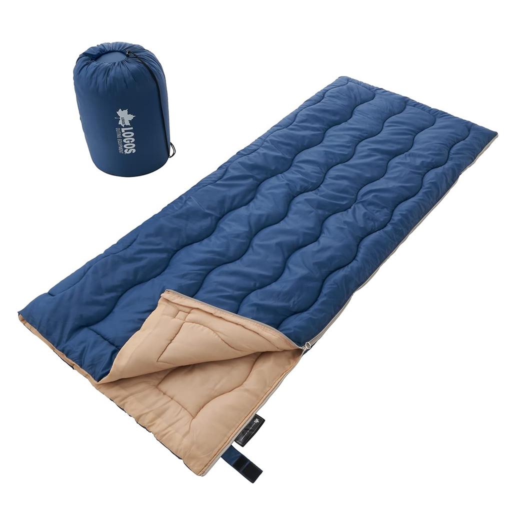 LOGOS Antibacterial and Odor-Resistant Washable Domir Sleeping Bag, Size 0, Blue (Approx. 80cm Wide X 190cm Deep)