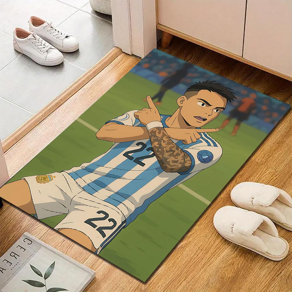 Soccer Player Celebration Anime Style Patterned carpet, suitable as a non slip play mat for the living room and bedroom sofa