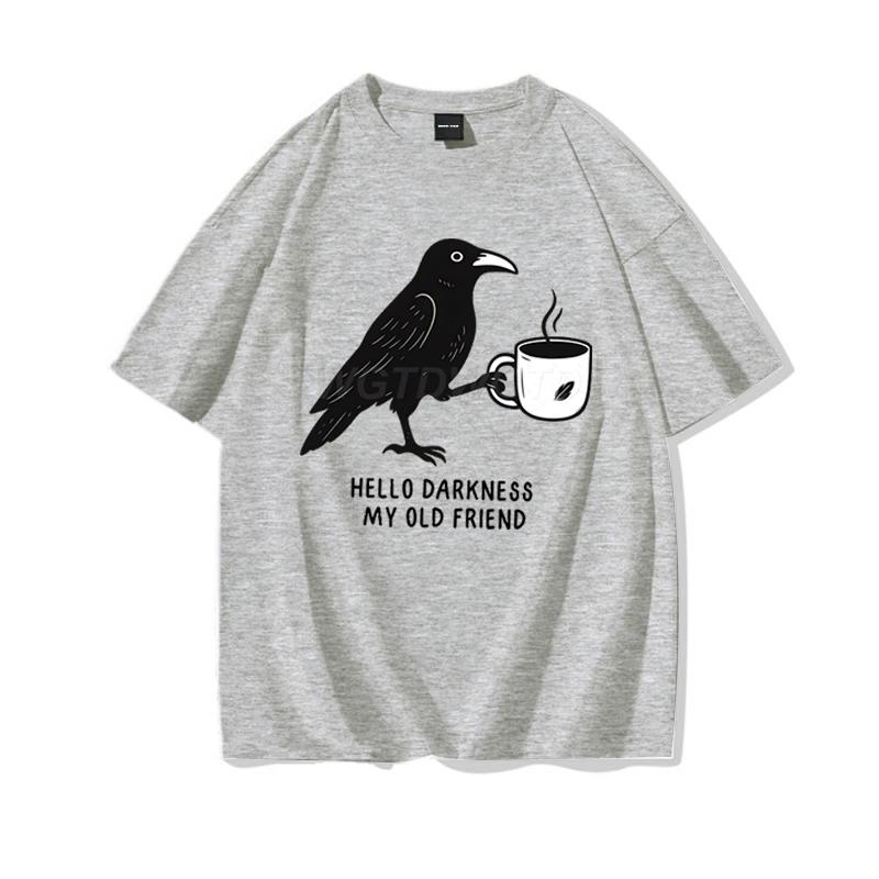 Raven Crow Coffee Shirt for Women Unisex Funny Gift for Coffee Lover Cotton Tshirt Womens Unisexs Oversized Comfort Colors Tee Top