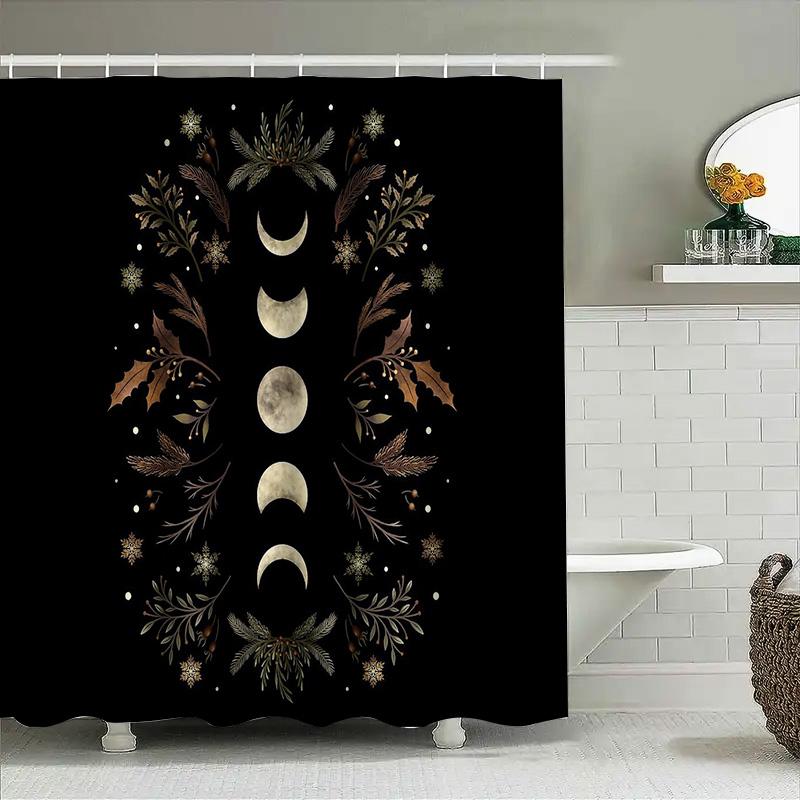 Boho Shower Curtain Nature Floral Botanical Leaf Pattern Home Decor Bathroom Fabric Waterproof Vintage Aesthetic