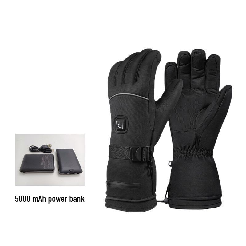 Winter Smart Heated Gloves: Three-Level Temperature Control, Waterproof, Cold-Proof, Rechargeable, Five-Finger Design for Outdoor Cycling.