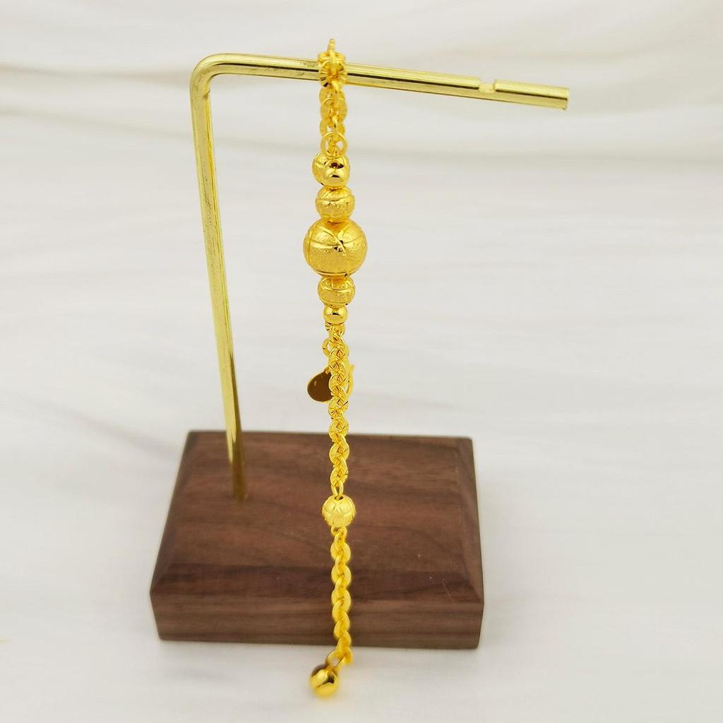 Elegant 24K Gold-Plated Copper Bead Bracelet for Women 