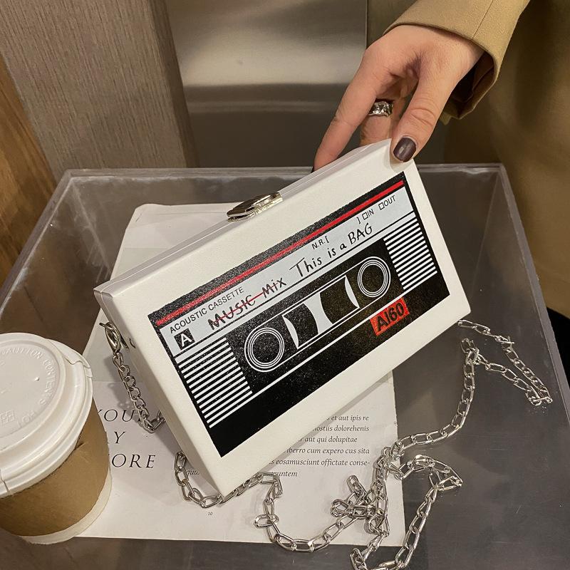 Women niche design women's bags bags2025 creative personality tape Internet celebrity chain messenger box bag