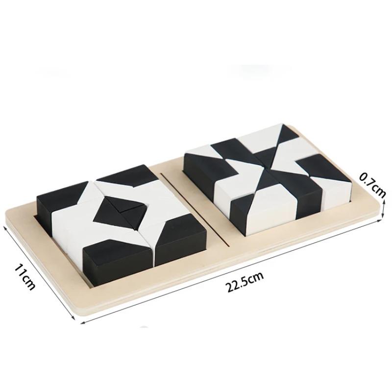 Weiß&Schwarz Bausteine 2-Spieler Kampfspiel Puzzle Tangram Holz Kinder Früherziehungsspielzeug Kinder Geschenk Denkspiel