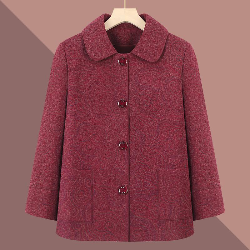 

2026 New Style Lapel Jacket for Middle-Aged & Elderly Women - Spring/Autumn Grandma Top XL (recommended 80-95 jin)