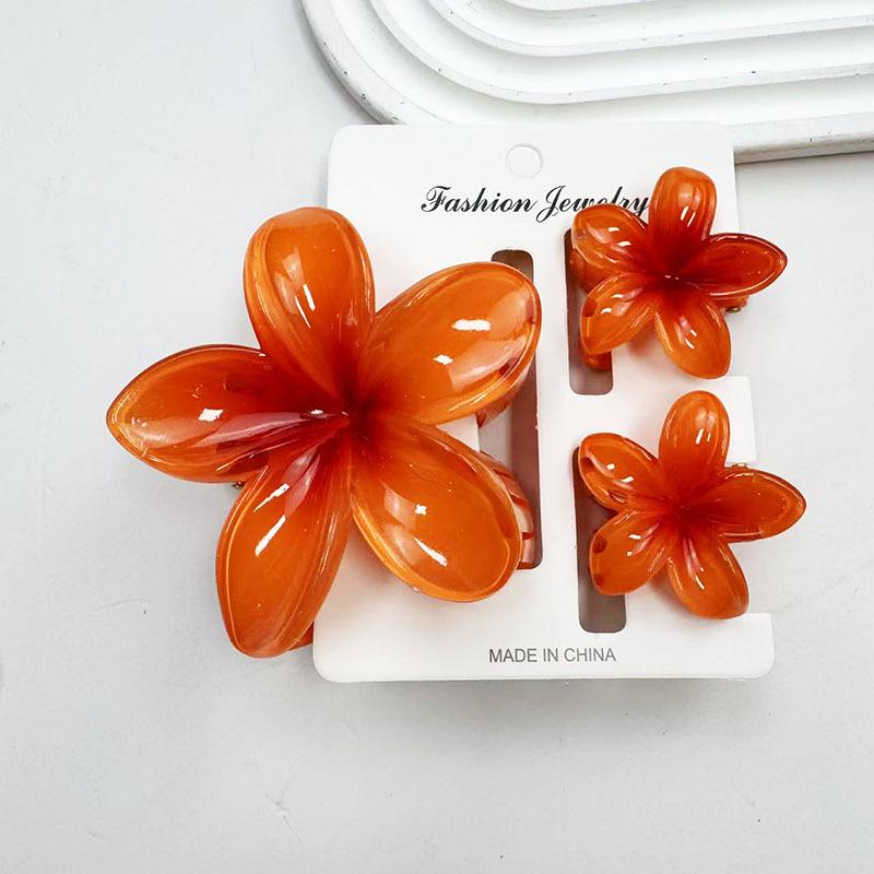 Sada skřipců do vlasů s frangipani: Květinové vlasové doplňky s imitací mramoru pro módní svátky