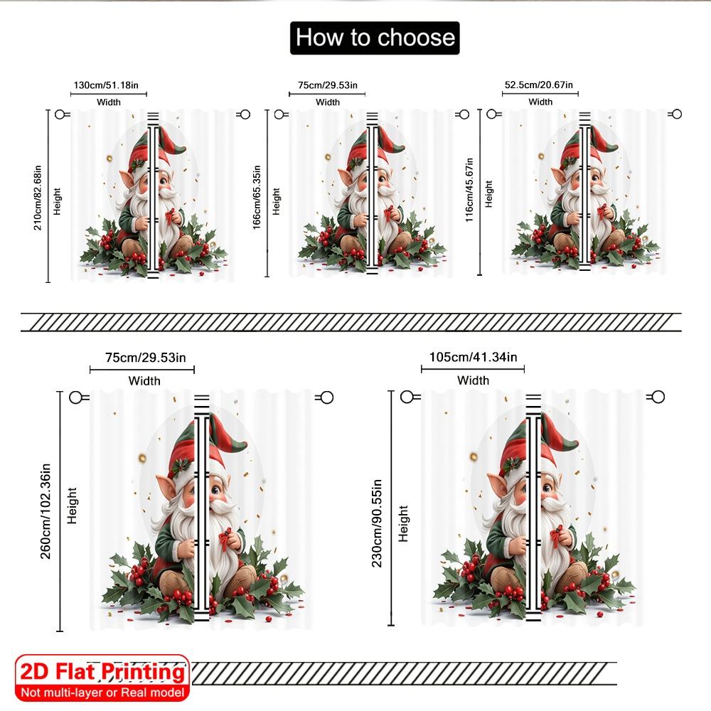 2pcs 2D Flat Printing Christmas Drapes Christmas Gnome Festive Holiday Polyester Fabric Without Electricity Festive Holiday for
