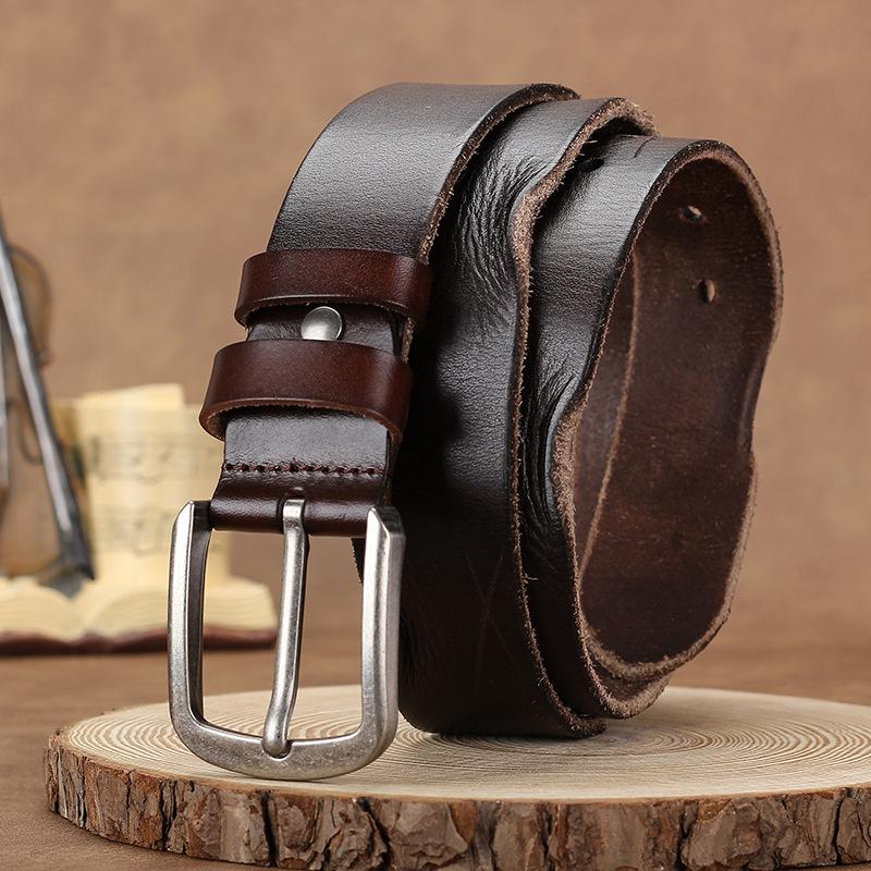 

Чистый ремень ручной работы в стиле ретро из натуральной кожи первого слоя растительного дубления с индивидуальным тиснением, пояс для повседневных джинсов 125cm темно-коричневого