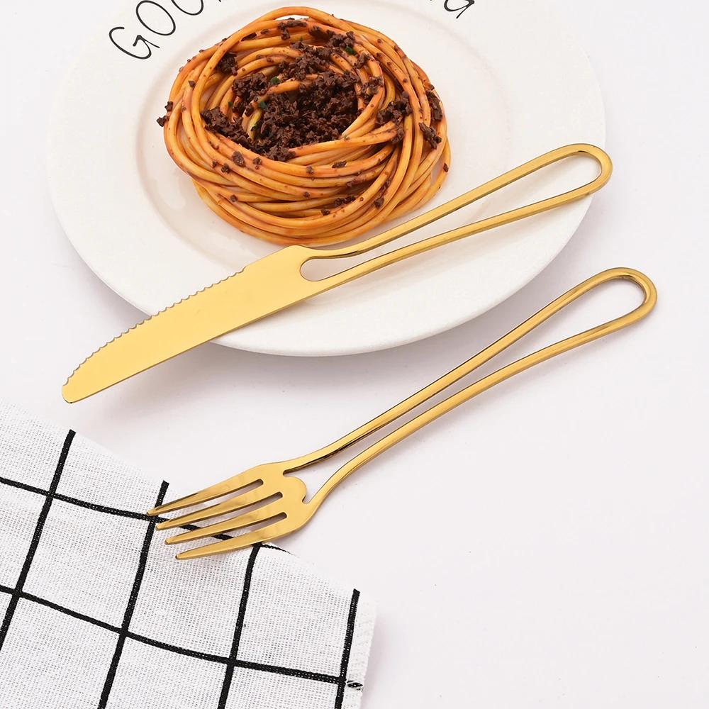 16Pcs Mirror Gold Cutlery Set Knife Fork Spoons Dinnerware Set Stainless Steel Tableware Western Flatware Kitchen Silverware Set