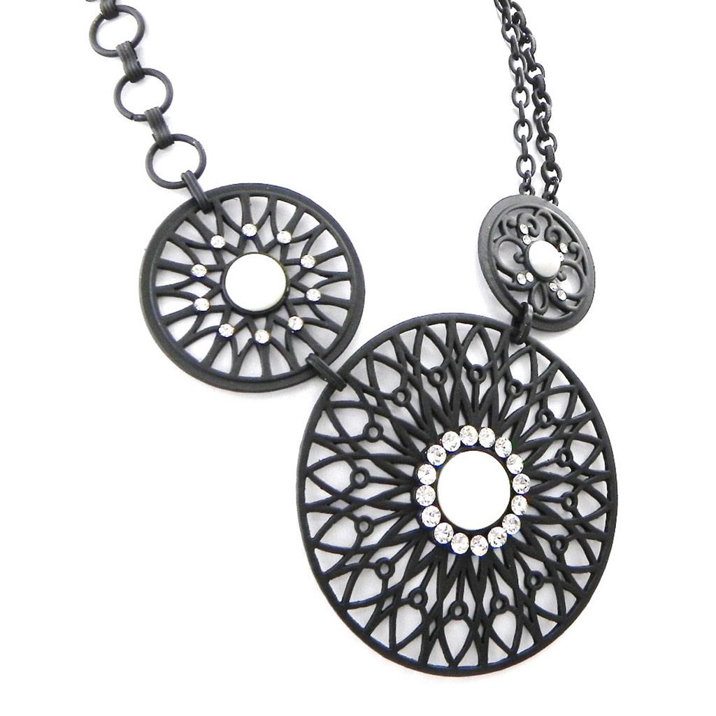 NOA [H9005] - Collier Créateur 'Carmen' noir blanc