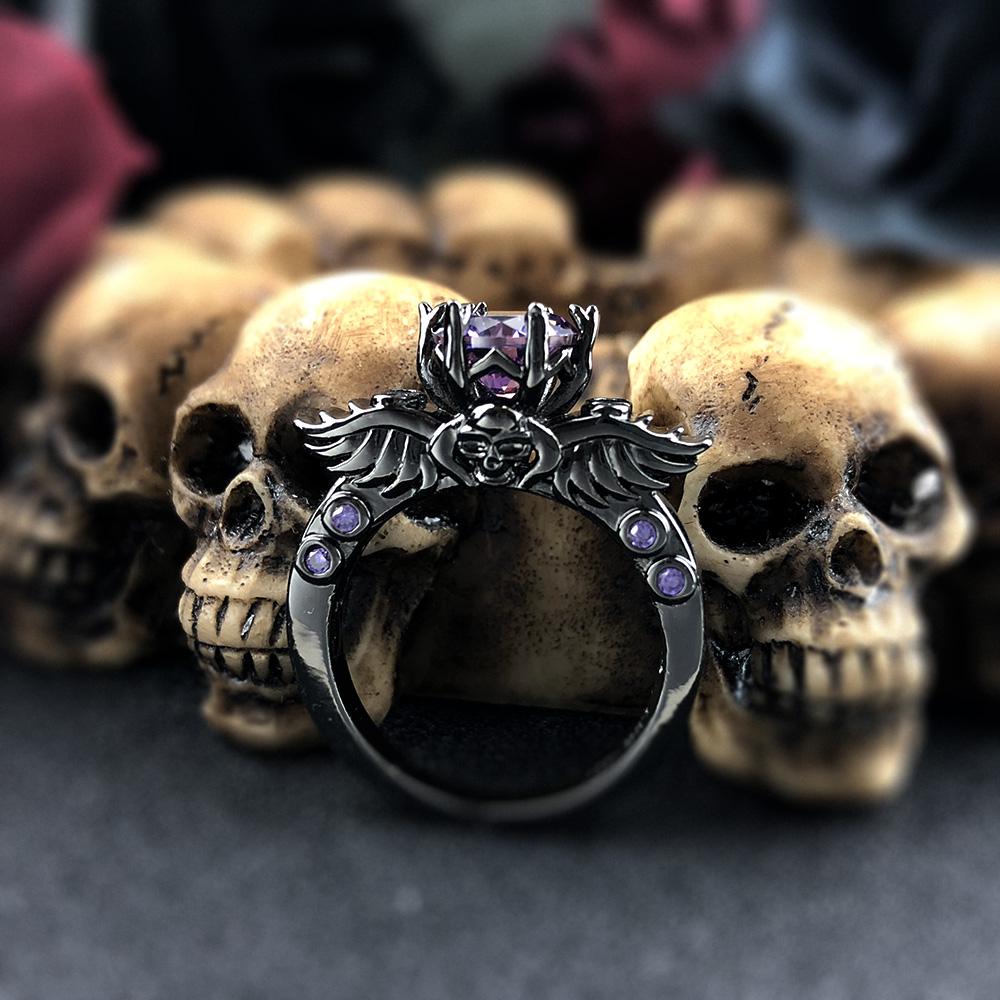 Punk Retro Gothic Skull Rings For Women Men Aesthetic Black Gold Color Halloween Accessories Witcher Goth Finger Ring Jewelry
