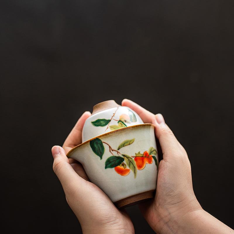 Ceramic Teapot Gaiwan with 2 Teacups Kung Fu Tea Set Drinkware