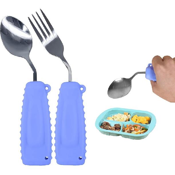 Adaptive Utensils, Weight Utensils for Tremors and Parkinson Patients, Utensil Set Spoon and Fork for Elderly