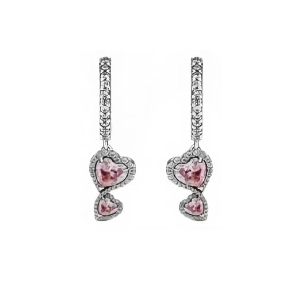 925 Silver Heart Earrings for Women Shining Zircon Love Jewelry Wedding Party Fine Accessory