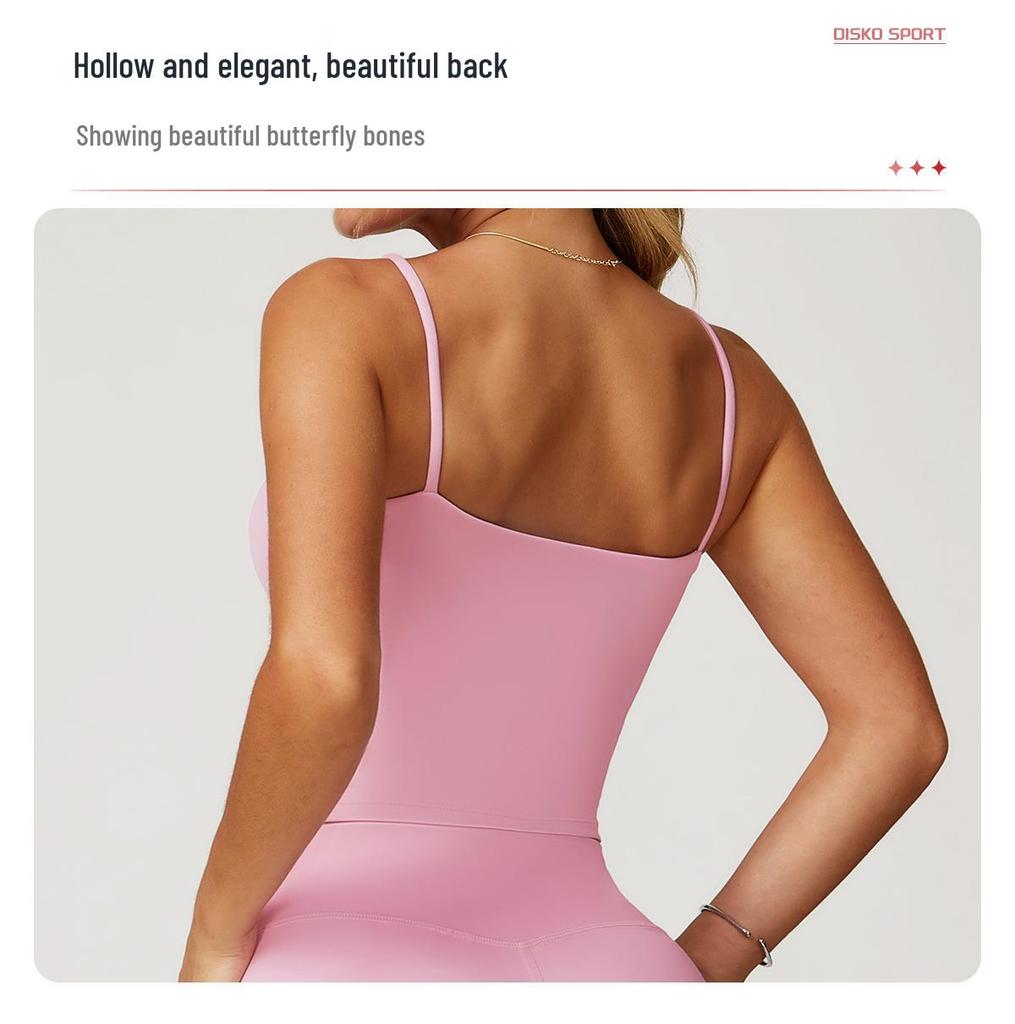 Brushed Yoga Tank Top with Hollow Back & Double Straps - Women's Sports & Fitness Vest 3063