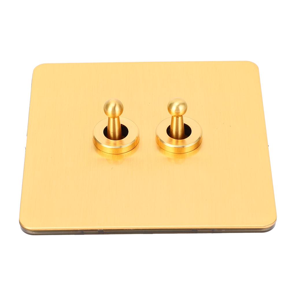 Toggle Switch Imitation Gold Stainless Steel Panel Dual Control Wall Toggle Switch AC250V